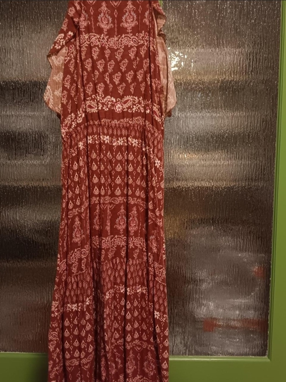 art class Red Printed Maxi Dress with White Ethnic Motifs